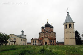 Holy Trinity monastery of Zelenetz. The сhurch of Annunciation of Mother of God  (1565–1683), Trinity cathedral (1684) and belfry (1686).