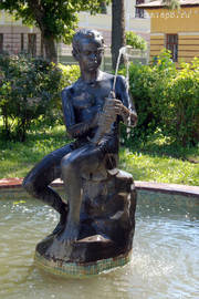 Kineshma. The fountain «Boy with a fish».